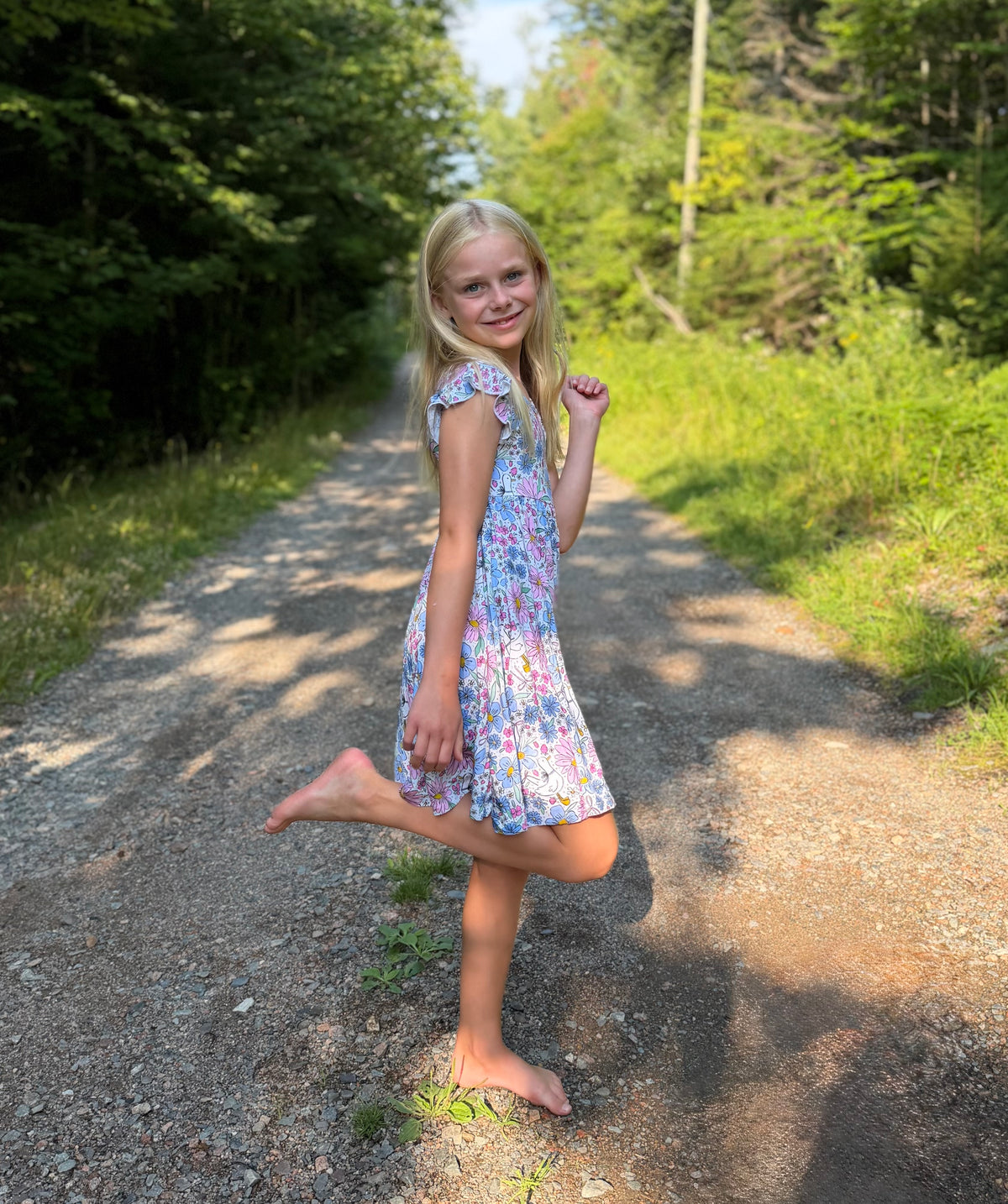 Garden Geese Flutter Sleeve Twirl Dress